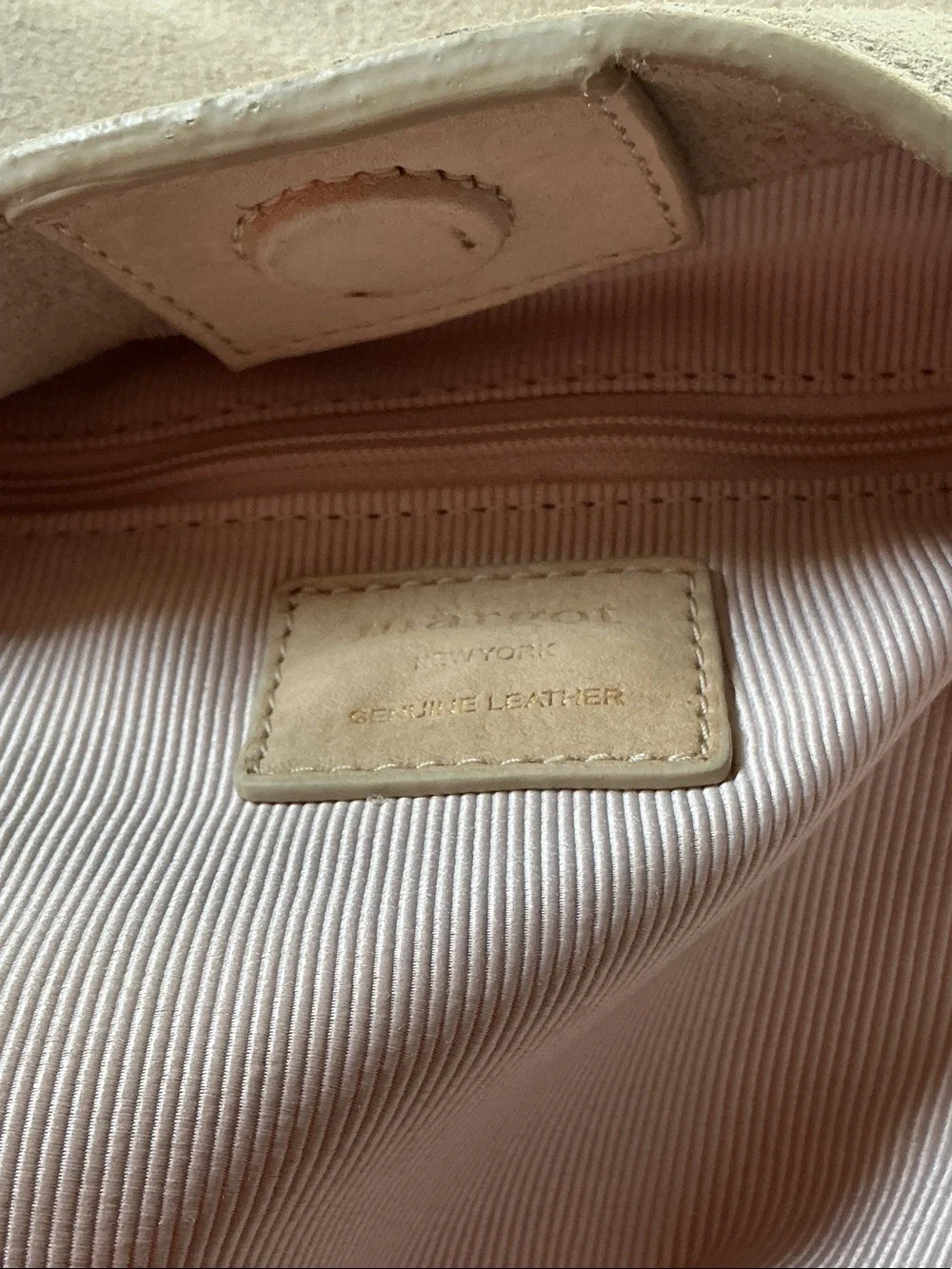 margot Suede Shoulder Bag in Pale Pink